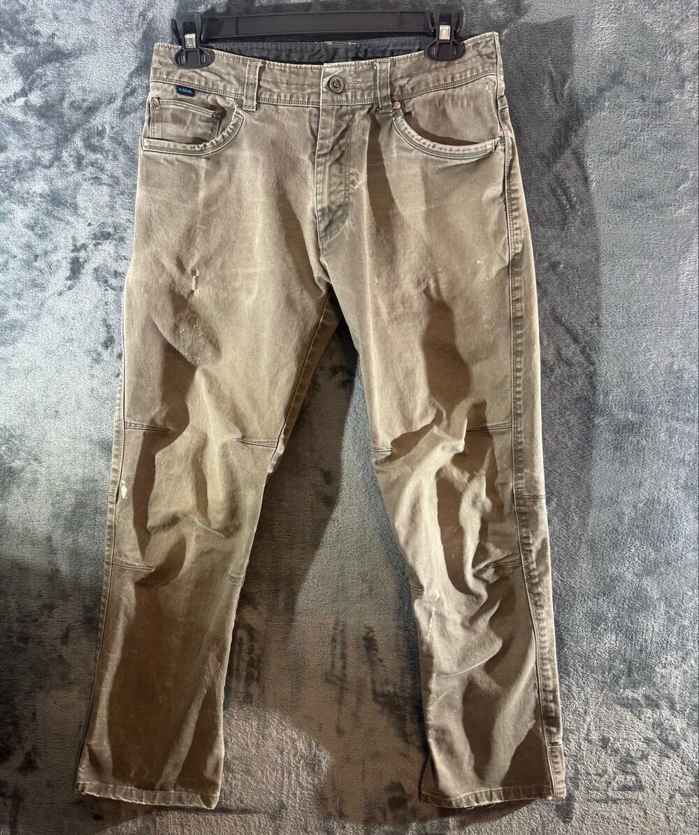 KUHL Rydr Pants Mens 32x30 Brown Canvas Hiking Workwear Gorpcore Outdoor Patina
